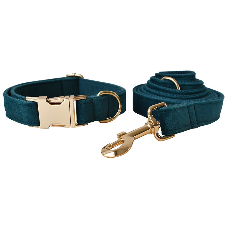 Velvet Bowtie Dog Collar & Leash Set | Elegant Gold Alloy Hardware for Small & Medium Dogs – S/M/L/XL