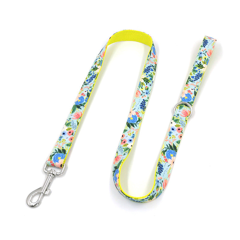 Floral Dog Collar & Leash Set | Cute Garden Print with Secure Metal Buckle for Small & Medium Dogs
