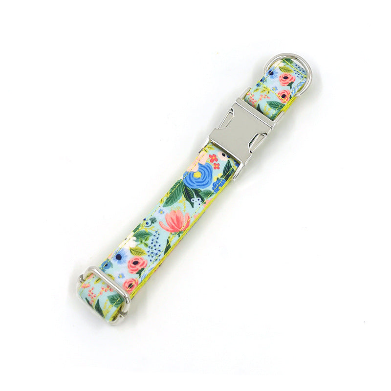 Floral Dog Collar & Leash Set | Cute Garden Print with Secure Metal Buckle for Small & Medium Dogs
