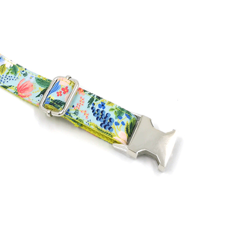 Floral Dog Collar & Leash Set | Cute Garden Print with Secure Metal Buckle for Small & Medium Dogs