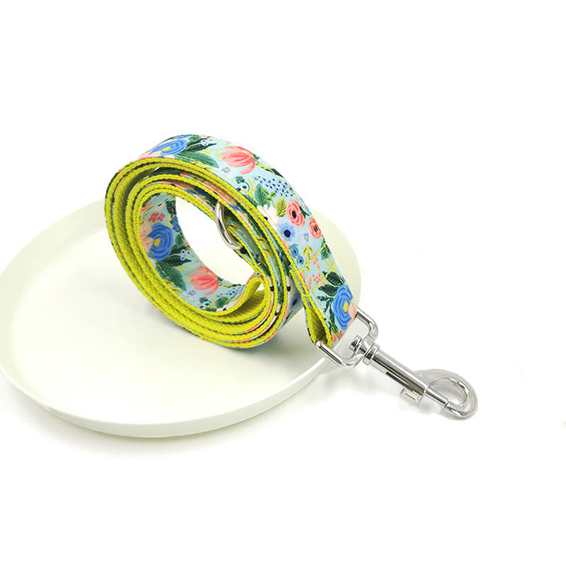 Floral Dog Collar & Leash Set | Cute Garden Print with Secure Metal Buckle for Small & Medium Dogs