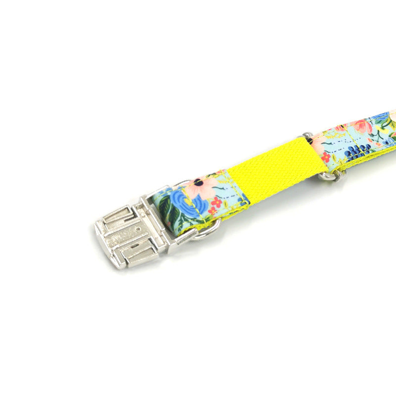 Floral Dog Collar & Leash Set | Cute Garden Print with Secure Metal Buckle for Small & Medium Dogs