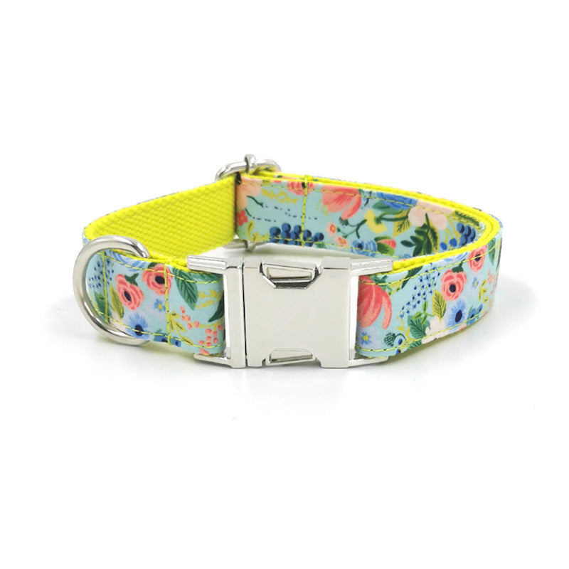 Floral Dog Collar & Leash Set | Cute Garden Print with Secure Metal Buckle for Small & Medium Dogs