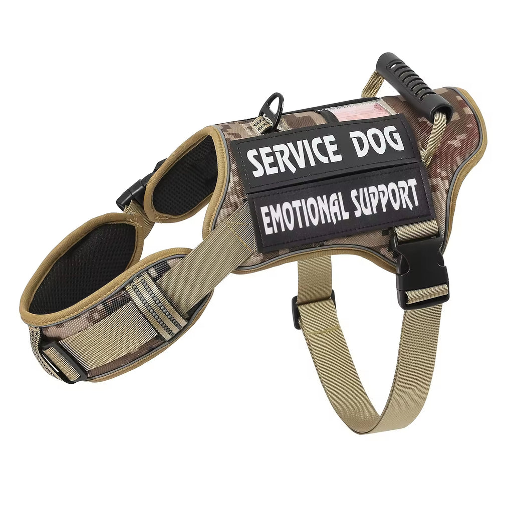 Tactical Service Dog Harness – No-Pull Adjustable Reflective Vest with Handle & Patches