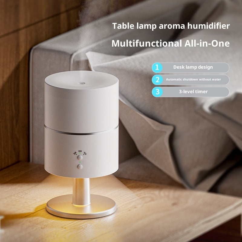 2-in-1 Desk Lamp & Ultrasonic Humidifier – Silent Night Light with Timer for Bedroom