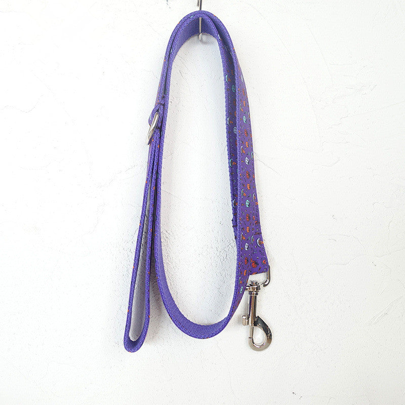 Halloween Dog Collar & Leash Set | Spooky Purple Print for Dogs XS/S/M/L/XL – Holiday Pet Costume Accessory