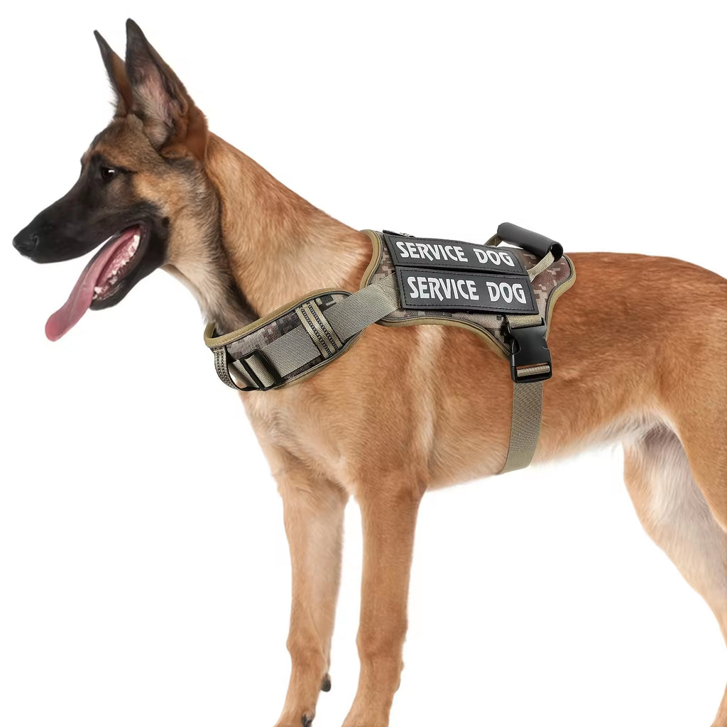 Tactical Service Dog Harness – No-Pull Adjustable Reflective Vest with Handle & Patches