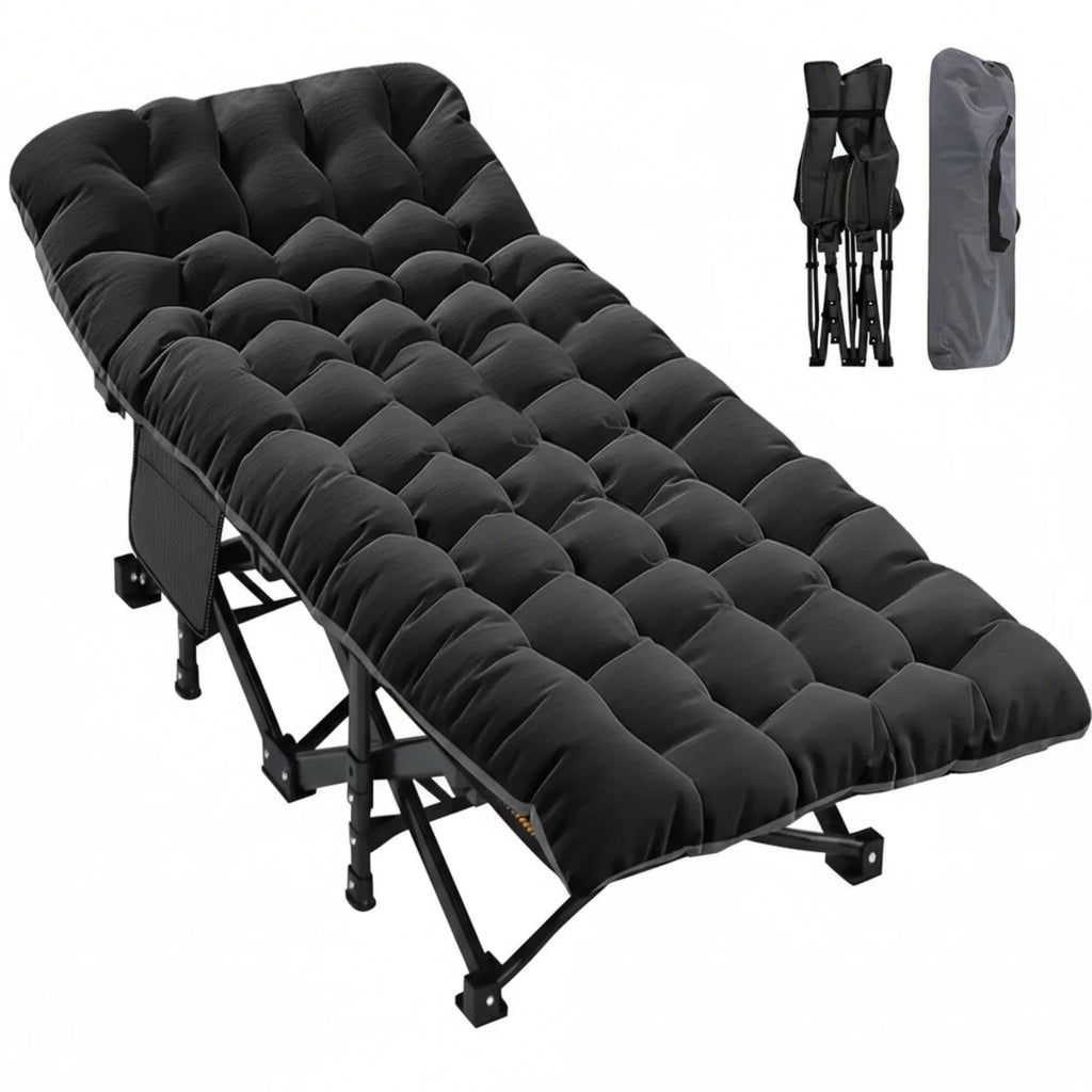 Foldable Camping Bed with Mattress – Sturdy Portable Folding Cot for Adults Outdoor & Indoor