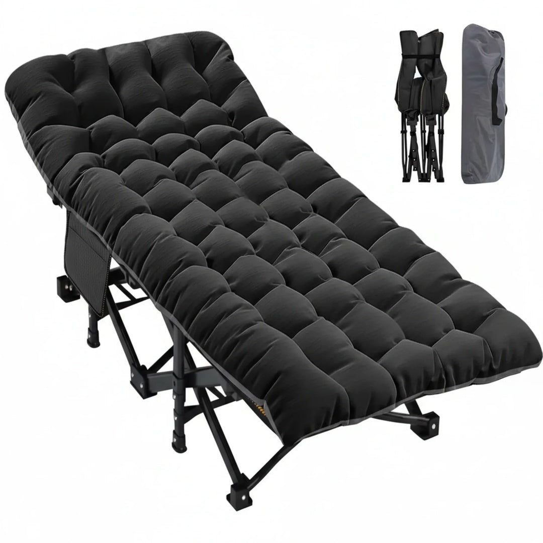 Foldable Camping Bed with Mattress – Sturdy Portable Folding Cot for Adults Outdoor & Indoor