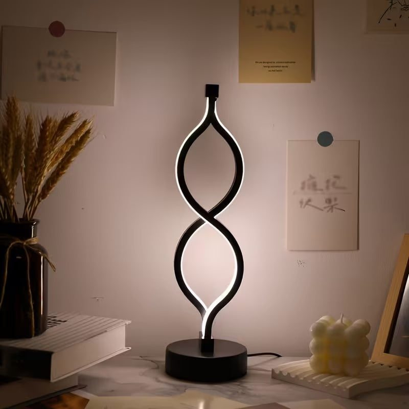 Wave-Shaped USB Desk Lamp Set of 2 – 3-Color Dimmable LED for Bedroom & Living Room