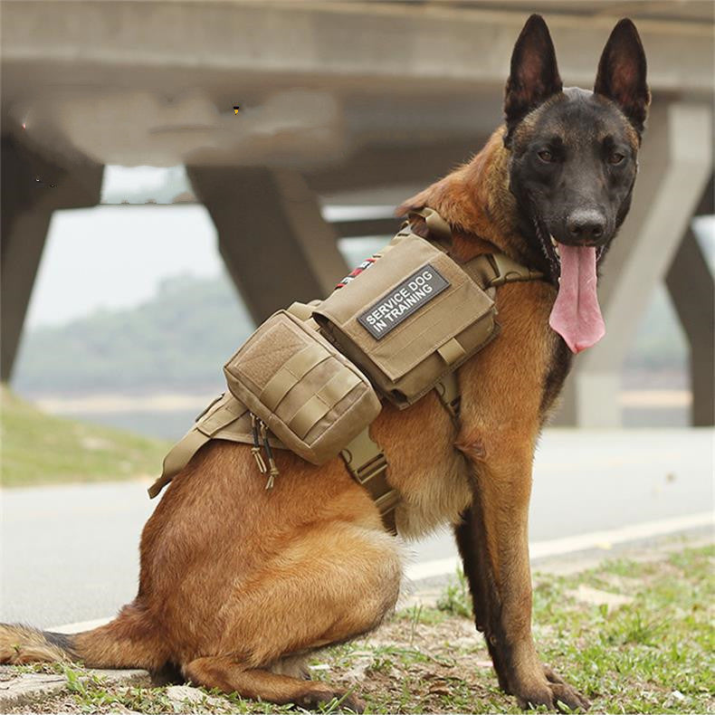 Tactical MOLLE Dog Harness – Military Adjustable Service Dog Vest with Patches for Large Dogs
