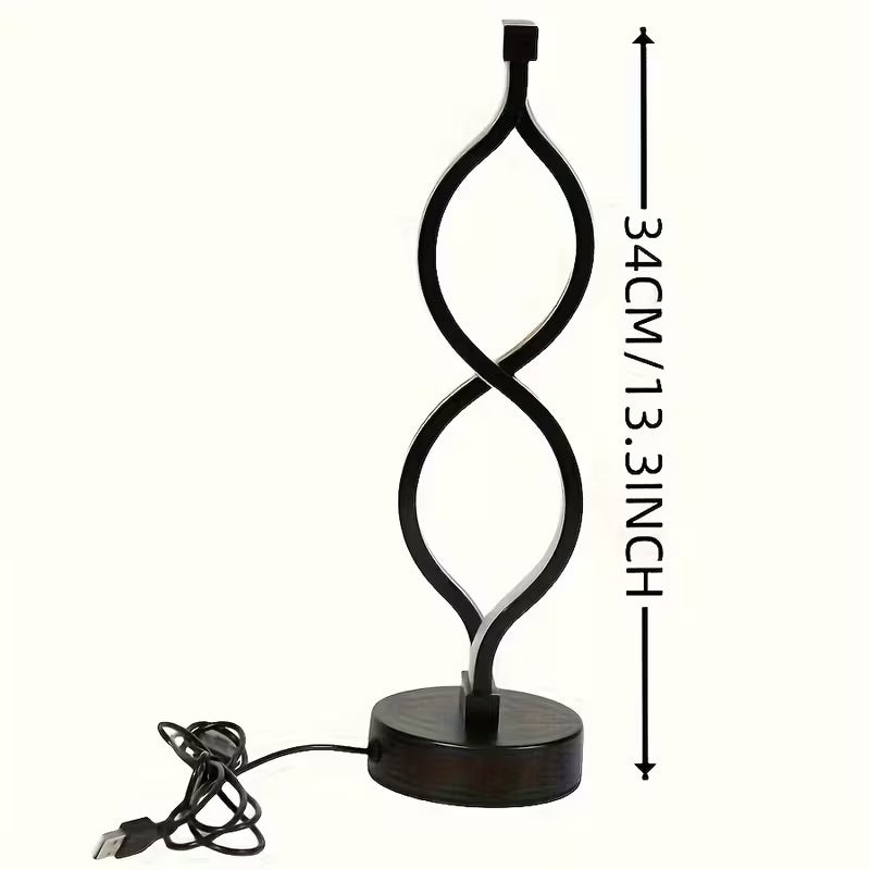 Wave-Shaped USB Desk Lamp Set of 2 – 3-Color Dimmable LED for Bedroom & Living Room