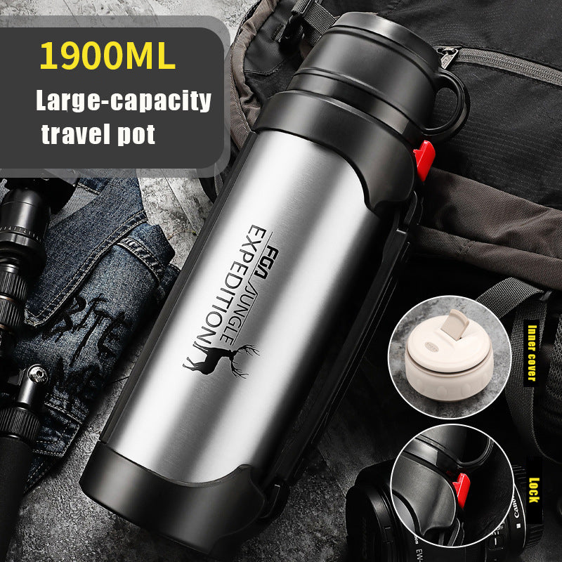 Large Insulated Stainless Steel Water Bottle with Handle – 1200ml & 1900ml, 5 Colors