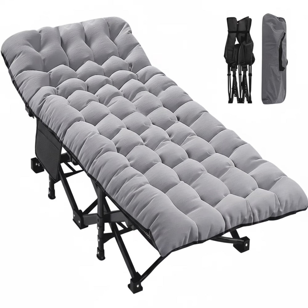Foldable Camping Bed with Mattress – Sturdy Portable Folding Cot for Adults Outdoor & Indoor