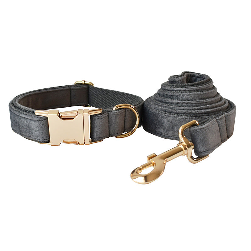Classic Dog Collar & Leash Set – Durable Nylon with Gold Metal Buckle