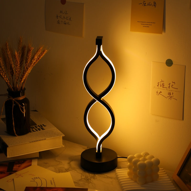 Wave-Shaped USB Desk Lamp Set of 2 – 3-Color Dimmable LED for Bedroom & Living Room