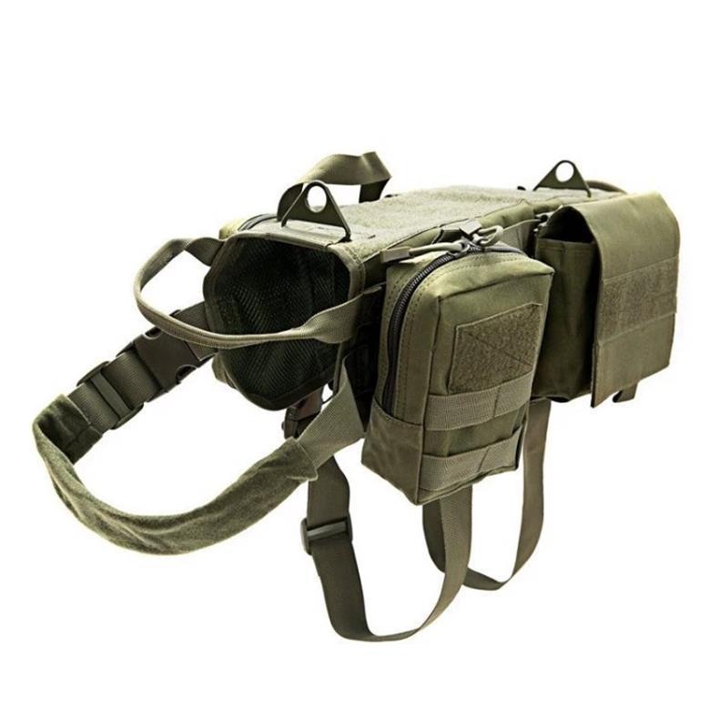 Tactical MOLLE Dog Harness – Military Adjustable Service Dog Vest with Patches for Large Dogs