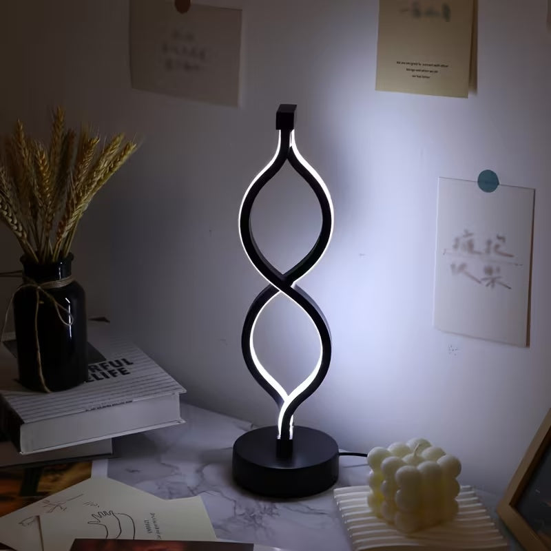 Wave-Shaped USB Desk Lamp Set of 2 – 3-Color Dimmable LED for Bedroom & Living Room