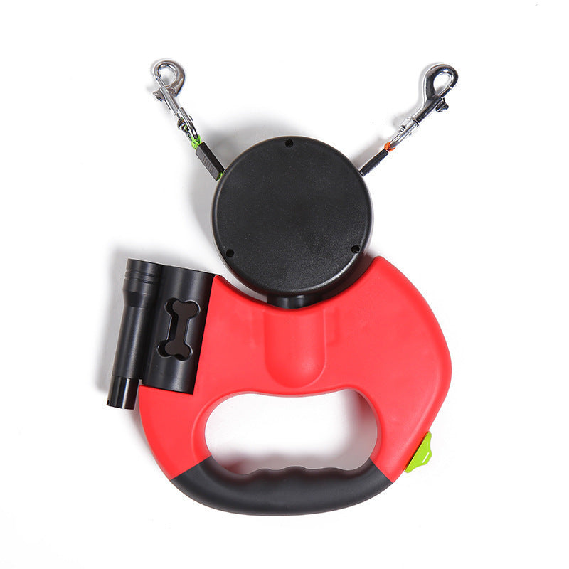 Dual Dog Leash Retractable 360° – Double Pet Lead with LED Flashlight & No Tangle