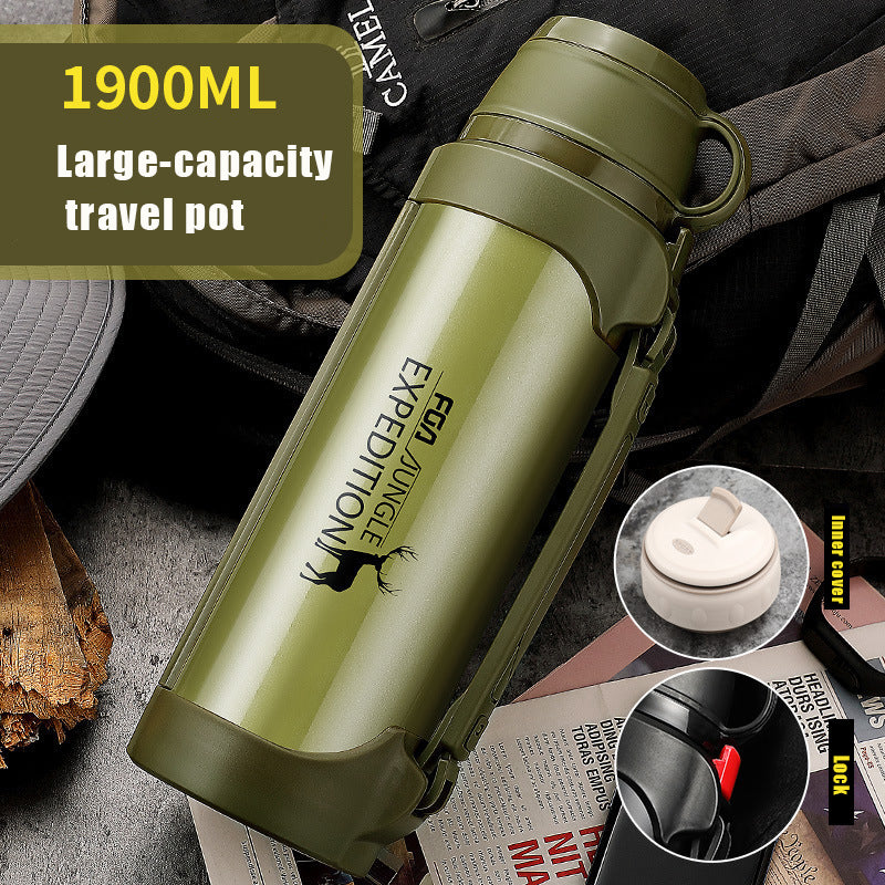 Large Insulated Stainless Steel Water Bottle with Handle – 1200ml & 1900ml, 5 Colors