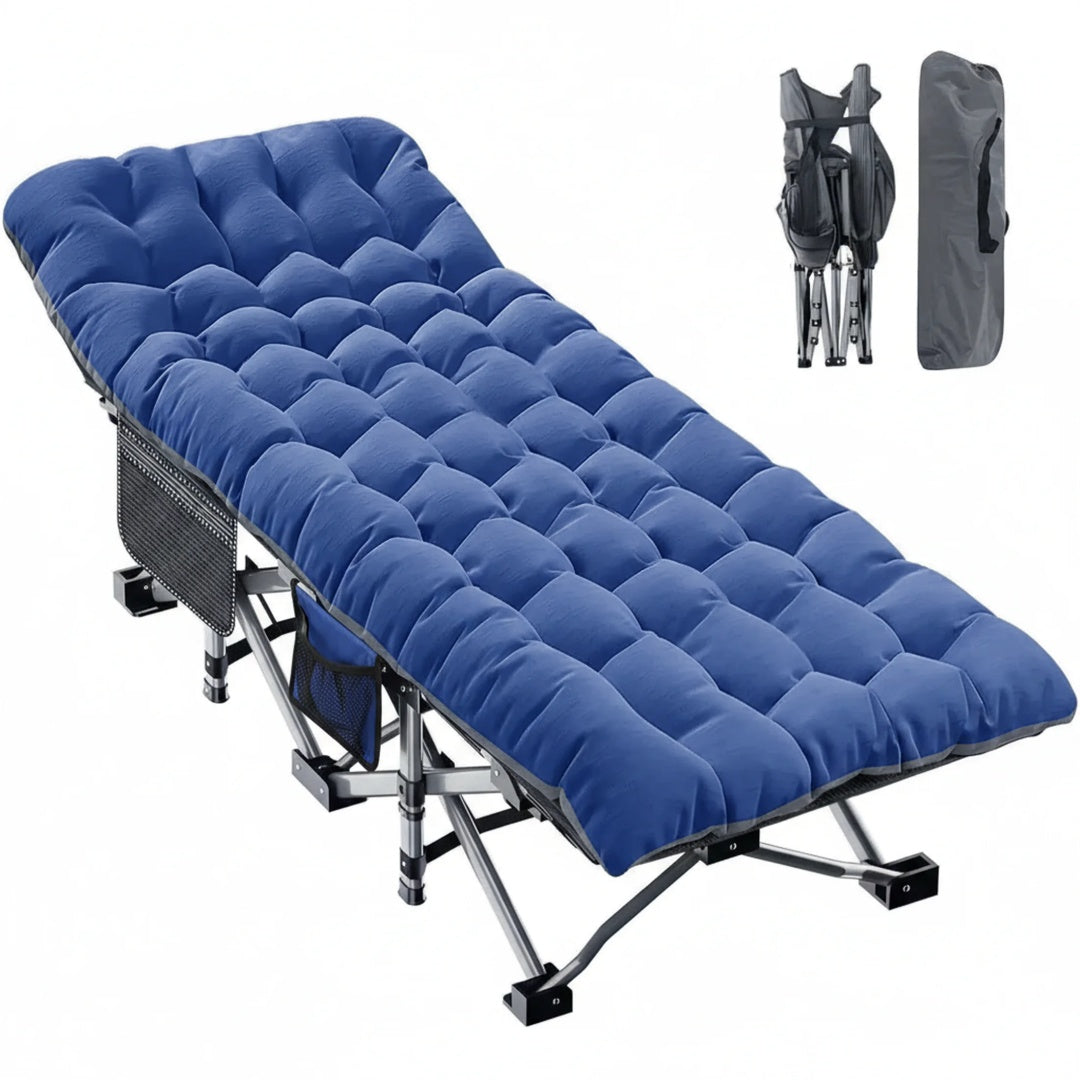 Foldable Camping Bed with Mattress – Sturdy Portable Folding Cot for Adults Outdoor & Indoor