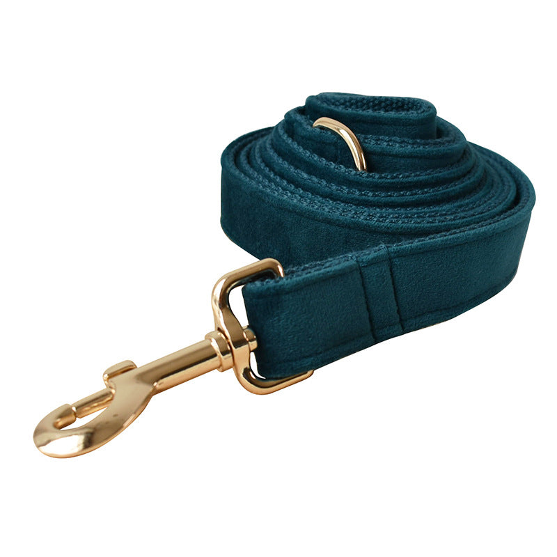 Velvet Bowtie Dog Collar & Leash Set | Elegant Gold Alloy Hardware for Small & Medium Dogs – S/M/L/XL